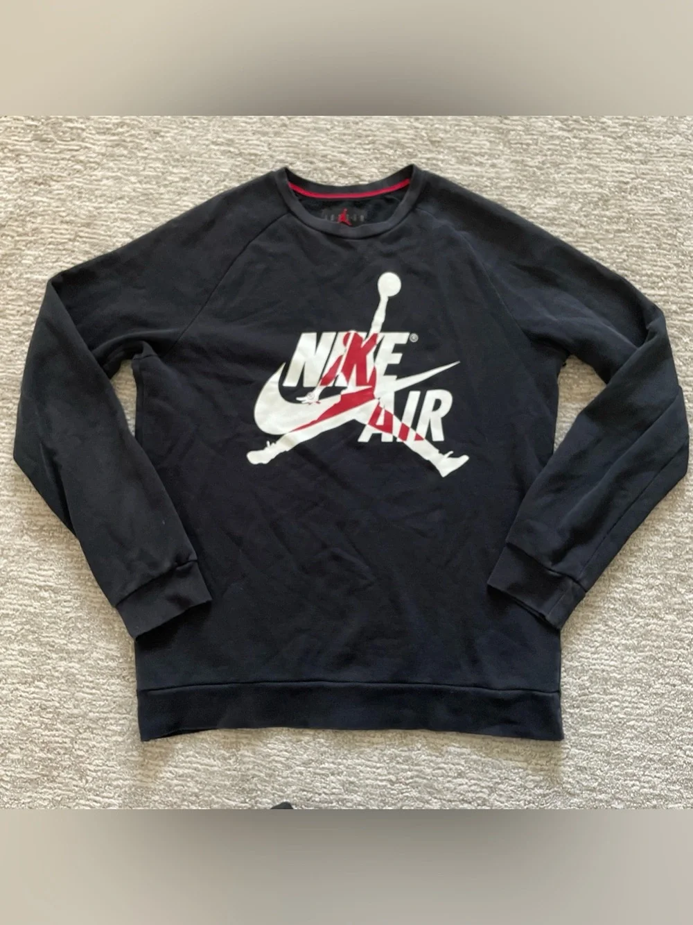Nike Air Jordan Sweatshirt Mens M Black Crewneck Fleece Jumpman Logo Pullover